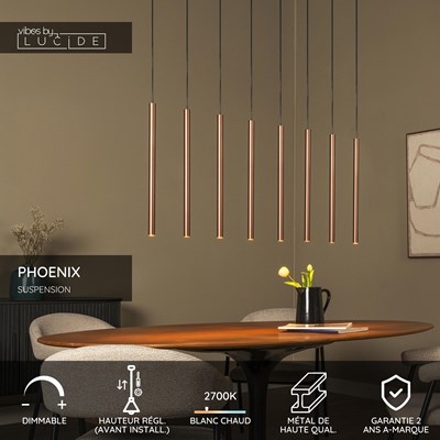 Lucide PHOENIX - Suspension - LED Dim. - G9 - 8x3W 2700K - Café - Vibes